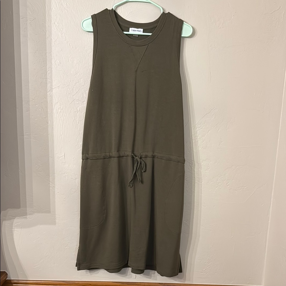 Calvin Klein Green Sleeveless V-neck Mini Dress